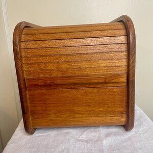 VTG Kalmar Designs Teak Table Top File Cabinet w/ Rolling Top